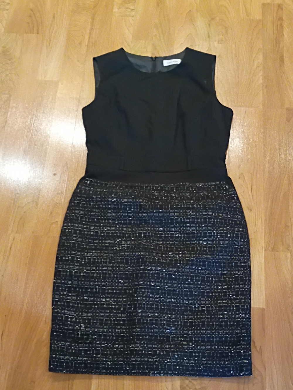 Black Sleeveless Tweed Pencil Skirt Dress